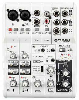 Yamaha AG06  микшерный пульт 6 кан. 2микр/лин. 2лин.стерео, Мастер бал. XLR, USB 2вх/2вых