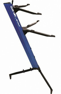 QUIK LOK SL913BL двухуровневая наклонная стойка для клавишных ш. 40 см, в. 119 см, нагрузка до 108 кг, синий. С чехлом.