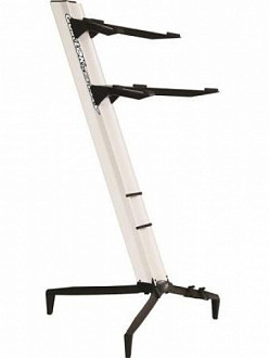 QUIK LOK SL913WH двухуровневая наклонная стойка для клавишных ш. 40 см, в. 119 см, нагрузка до 108 кг, белый. С чехлом.