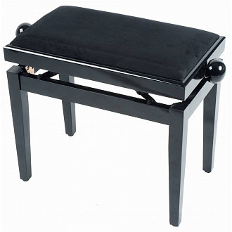 QUIK LOK PB010 банкетка для пианиста, бархатное сиденье, регулируемая высота от 48 до 57 см, лакированное чёрное дерево