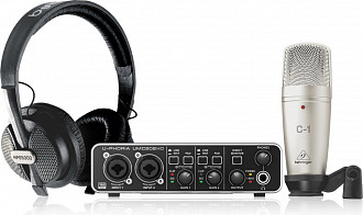 Behringer U-PHORIA STUDIO PRO набор для звукозаписи: USB-аудиоинтерфейс UMC202HD, конденс.микрофон C-1, наушники HPS5000