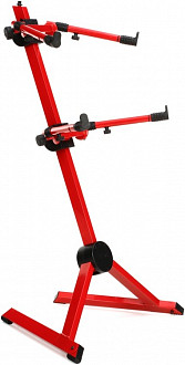 QUIK LOK SL930R двухуровневая наклонная стойка для клавишных шириной до 38 см, в. 132 см, нагрузка до 99 кг, красный. С чехлом.