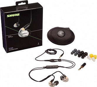 SHURE SE425-V+UNI-EFS внутриканальные наушники с двумя арматурными драйверами, цвет серебрянный. Кабель TRRS 3.5 мм