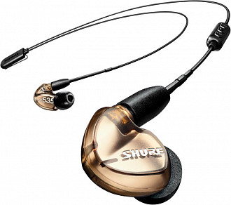 SHURE SE535-V+BT2-EFS беспроводные внутриканальные Bluetooth наушники с тремя арматурными драйверами, цвет бронза.